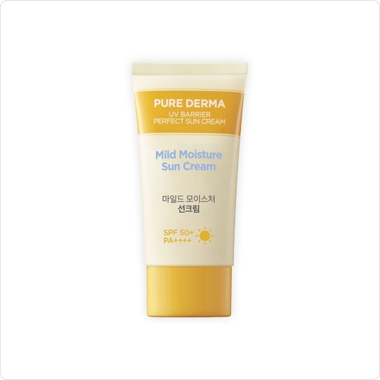 선크림 튜브. PURE DERMA UV BARRIER PERFECT SUN CREAM, 차단지수 SPF 50+ PA++++